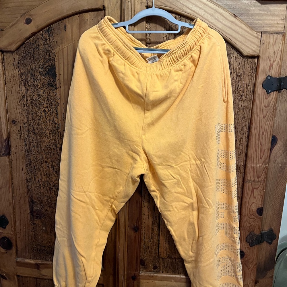 PINK Victoria's Secret Yellow Sweatpants Relaxed Fit